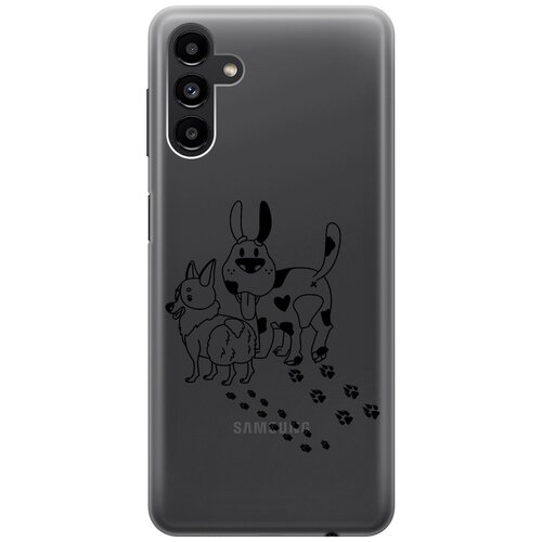 Силиконовый чехол с принтом Funny doggies для Samsung Galaxy A13 5G / Самсунг А13 силиконовый чехол на samsung galaxy a13 5g самсунг а13 с 3d принтом duck swim ring прозрачный