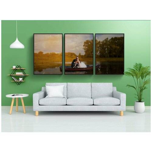 фото Набор модулных постеров для интерьера "свадебная пара, невеста и жених, невеста" 60x90 см. в тубусе, без рамки lotsprints