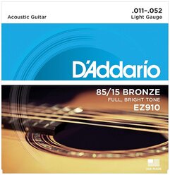 Струны для гитары акустической металлические комплект 6 шт, D Addario EZ910