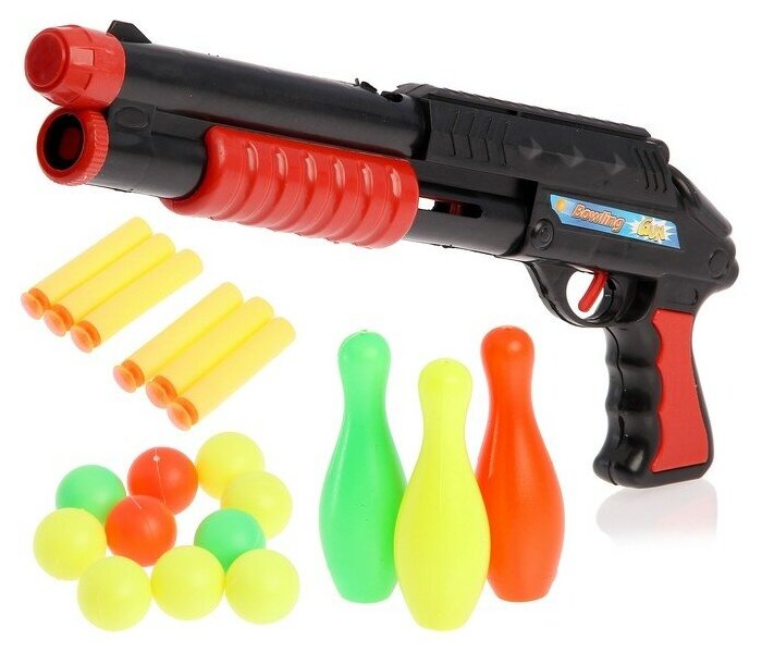 Market-Space Ружьё «Комбат», с кеглями, стреляет мягкими пулями и шарами