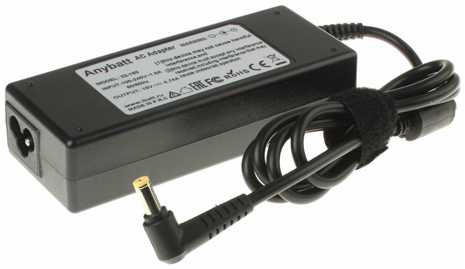 Блок питания Anybatt 22-B1-155 19V 4,74A, 90W, разъём 5.5*1.7 mm для Acer, Dell, eMachines, Gateway, Packard Bell ADP-90CD/DB, PA-1900-24, ADP-90SB/BB