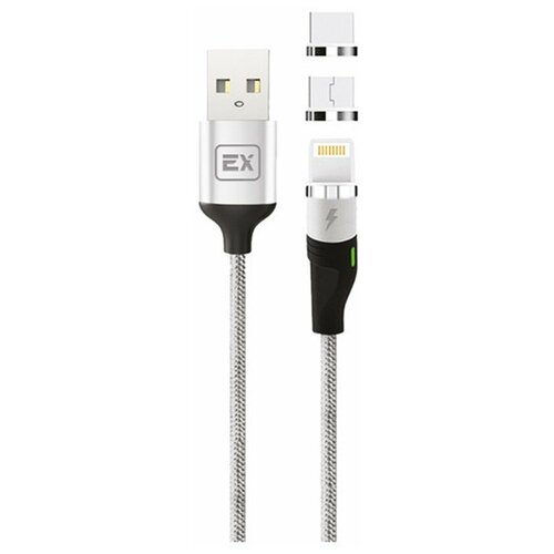 Кабель Multi USB-Lightning+Micro+Type-C Exployd Magnetic Sonder EX-K-677 Silver 1m data кабель borofone bu26 3in1 magnetic iphone micro type c черный