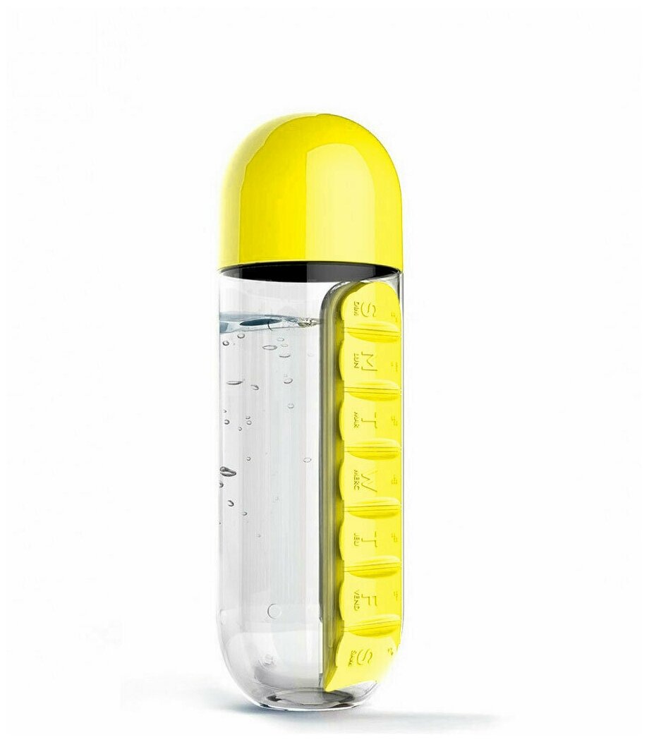 Бутылка для воды с таблетницей Pill Vitamin Water Bottle (желтая)