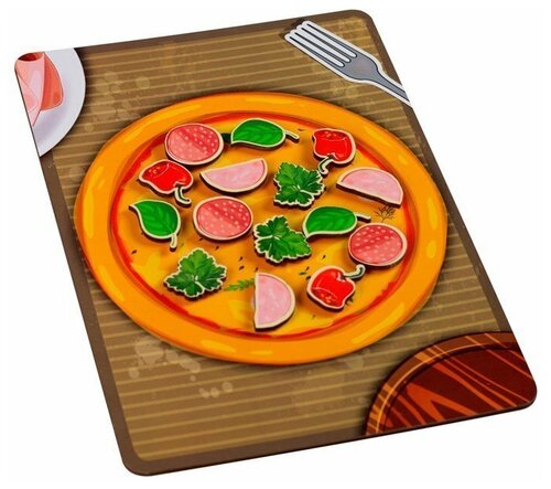 Деревянная игра-липучка пицца с колбасой 30201