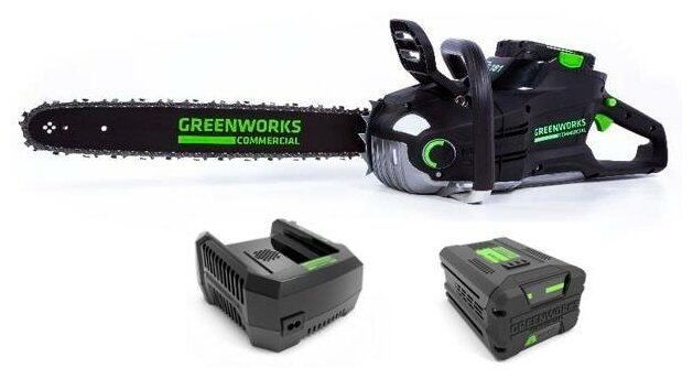 Цепная пила аккумуляторная Greenworks GC82CS25, 82V, 46 см, бесщеточная, с 1хАКБ 2.5 А.ч. и ЗУ 2007507UA - фотография № 13