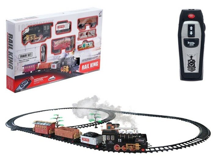 Железная дорога "Классика", радиоуправление, свет и звук, с дымом, работает от аккумулятора (1 шт.)