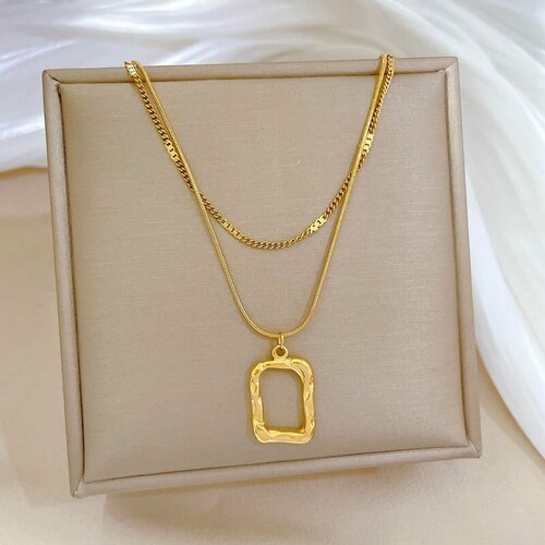 Колье, золотой женское ожерелье цепочка с магнитным складным кулоном сердце клевер