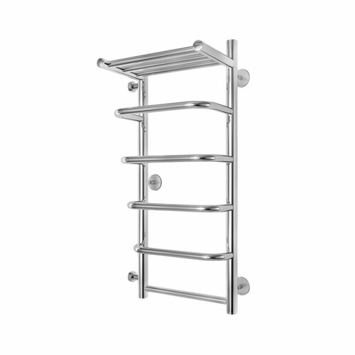 Водяной узкий полотенцесушитель Каскад с полкой 300x800 боковое подключение 600 слева