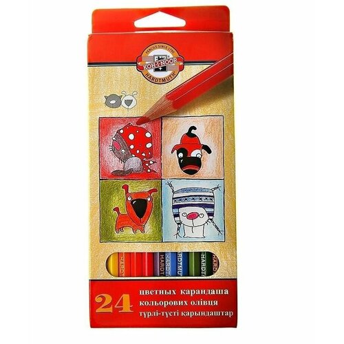 Карандаши цветные, Пёс и кот, в комплекте 24 цвета. Магия карандашей.