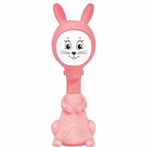 Зайчик Няня с погремушкой и ночником. Интерактивная игрушка Зайка для малышей, арт. FD125/Розовый
