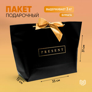 Пакет подарочный "Present", 33 х 31 х 13 см
