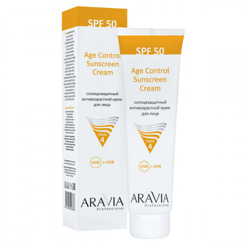 Солнцезащитный анти-возрастной крем для лица Aravia Professional крем для лица Aravia Professiona Age Control Sunscreen Cream SPF 50, 100 мл