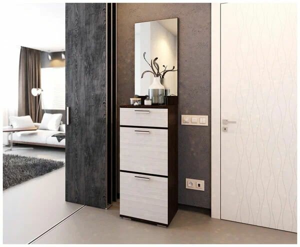 фото Обувница ТВ500 Ника, Венго/ Лоредо, ЛДСП, с ящиками, для прихожей, 500х1115х354, ЭРА