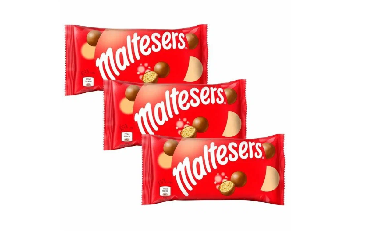 Шоколадные шарики драже Maltesers, легендарный вкус как в школьные годы (3шт), 37г, Бельгия