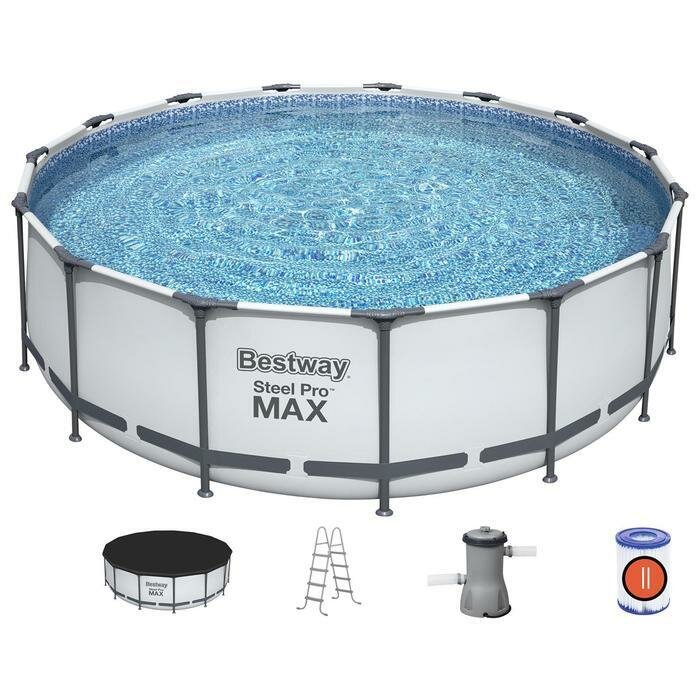 Бассейн каркасный Steel Pro MAX 457 х 122 см фильтр-насос лестница тент 56438 Bestway