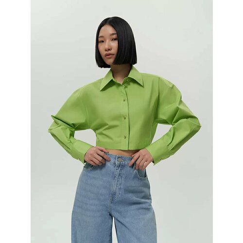 Рубашка Calista, Рубашка укороченного кроя, размер 40, зеленый