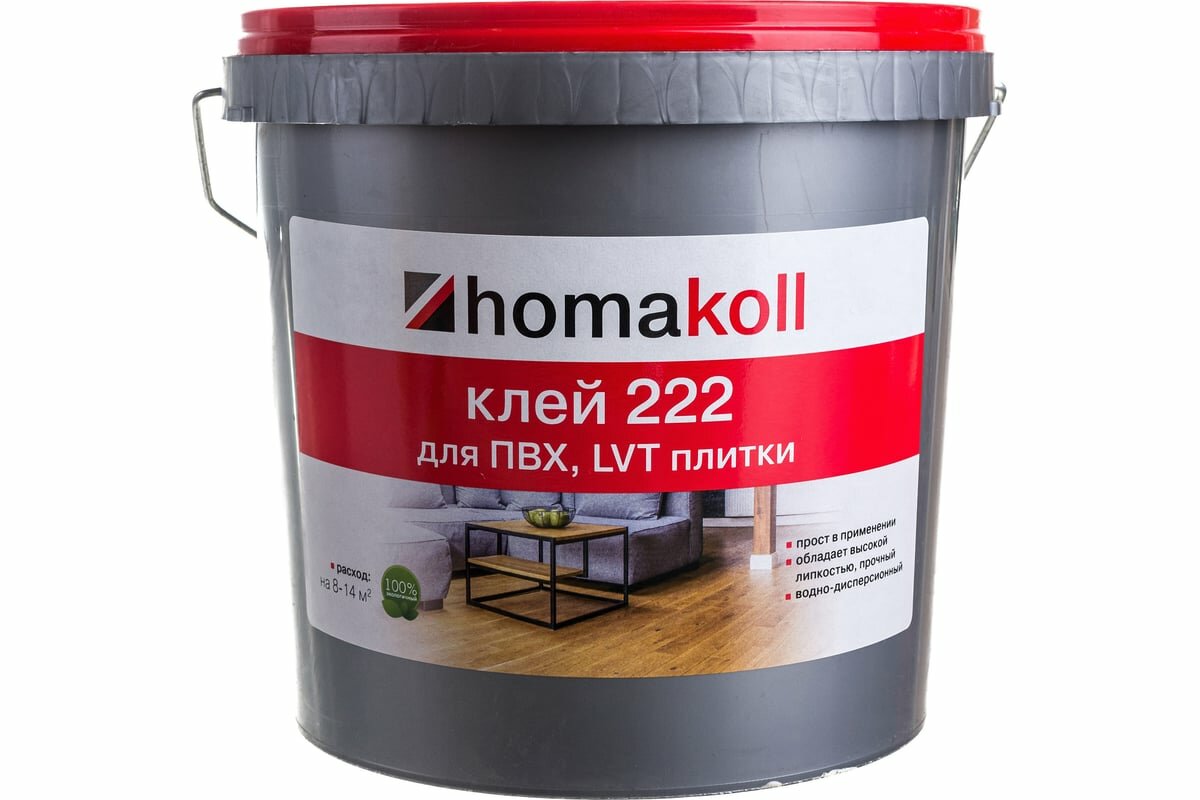 Клей Homakoll 222 для ПВХ и LVT плитки 3.5 кг 460399