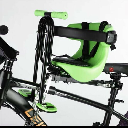 Велокресло детское переднее GH-535 с ограничителем и ремнями зелёное