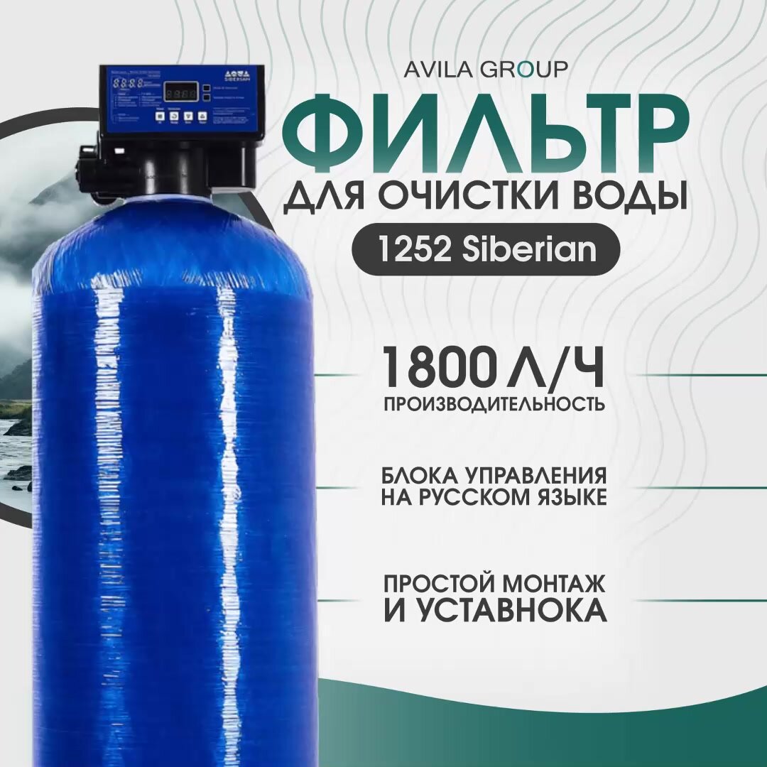 Фильтр обезжелезиватель 1252 Avila-Pro Runxin F67P1 - 1800 л/ч для очистки воды от железа, марганца, сероводорода и механических примесей. Оксидайзер, фильтр скважинный — фото 1