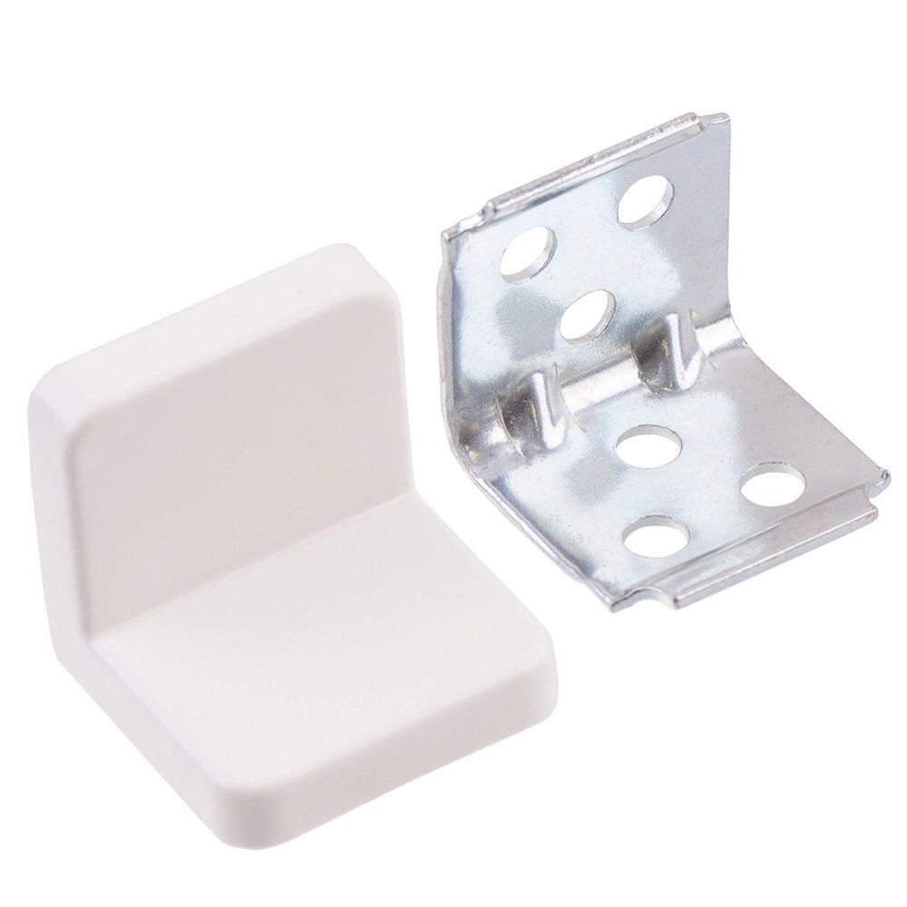 Уголки мебельные с декоративной накладкой 25х25х25 мм белые 4 шт