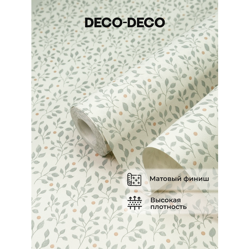 фото Обои флизелиновые виниловые julie 6033-04 deco-deco, листочки, для спальни, гостиной, кухни, коридора, детской, метровые
