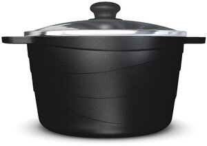 Кастрюля с антипригарным покрытием со стеклянной крышкой "Каменная" Черный гранит, 5 л Нева Металл <b>Посуда</b>