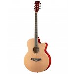 F521-N Акустическая гитара, с вырезом, цвет натуральный, Caraya - изображение