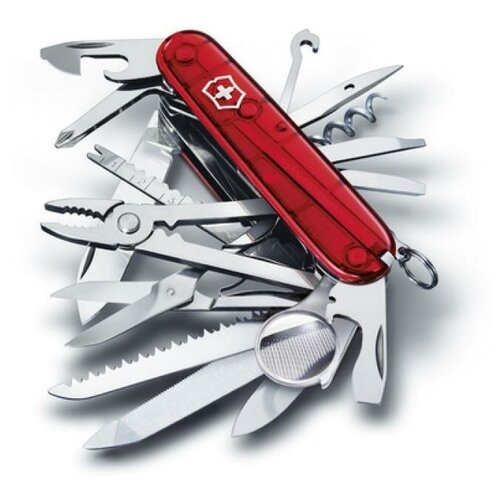 Victorinox нож swisschamp, 91 мм, 33 функции, полупрозрачный красный