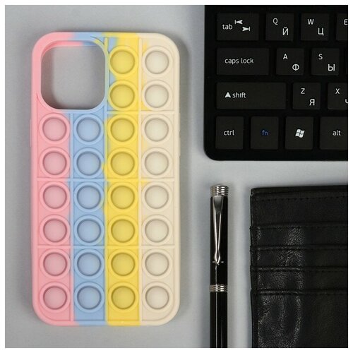 Чехол POP IT, для iPhone 12 Pro MAX, силиконовый, разноцветный чехол накладка для iphone 12 pro max 6 7 антистресс пупырка pop it фиолетово розовая