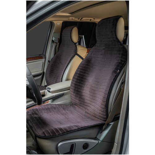 Накидки чехлы для автомобильных передних сидений защитные, комплект 2 шт. для автомобиля, универсальные, коричневый велюр