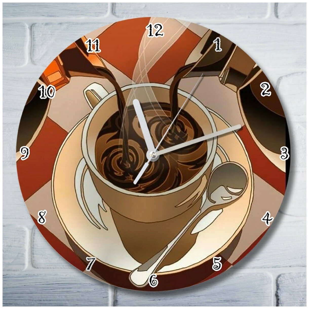 Настенные часы УФ кофе (кофейня, капучино, печеньки) - 228