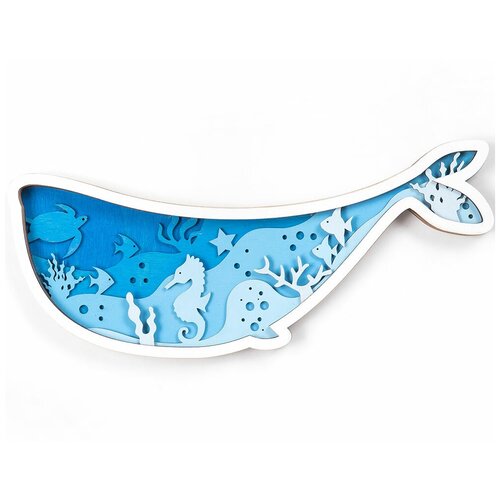 фото Деревянная раскраска «синий кит» 34x16 см unilevel