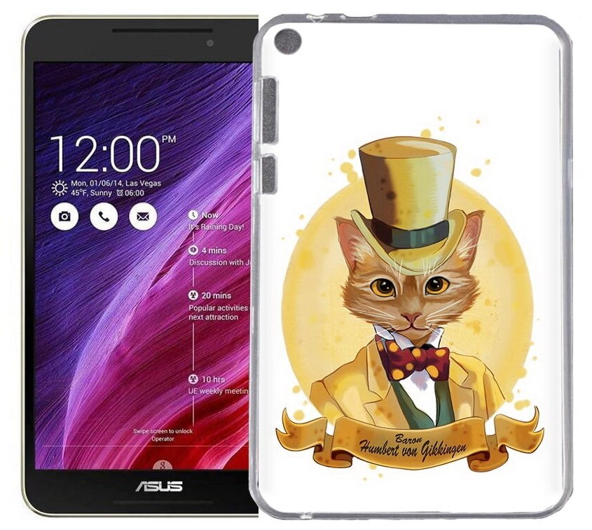 Чехол задняя-панель-накладка-бампер MyPads кот юрист для Asus Fonepad 8 FE380CG/FE380CXG (K016) противоударный