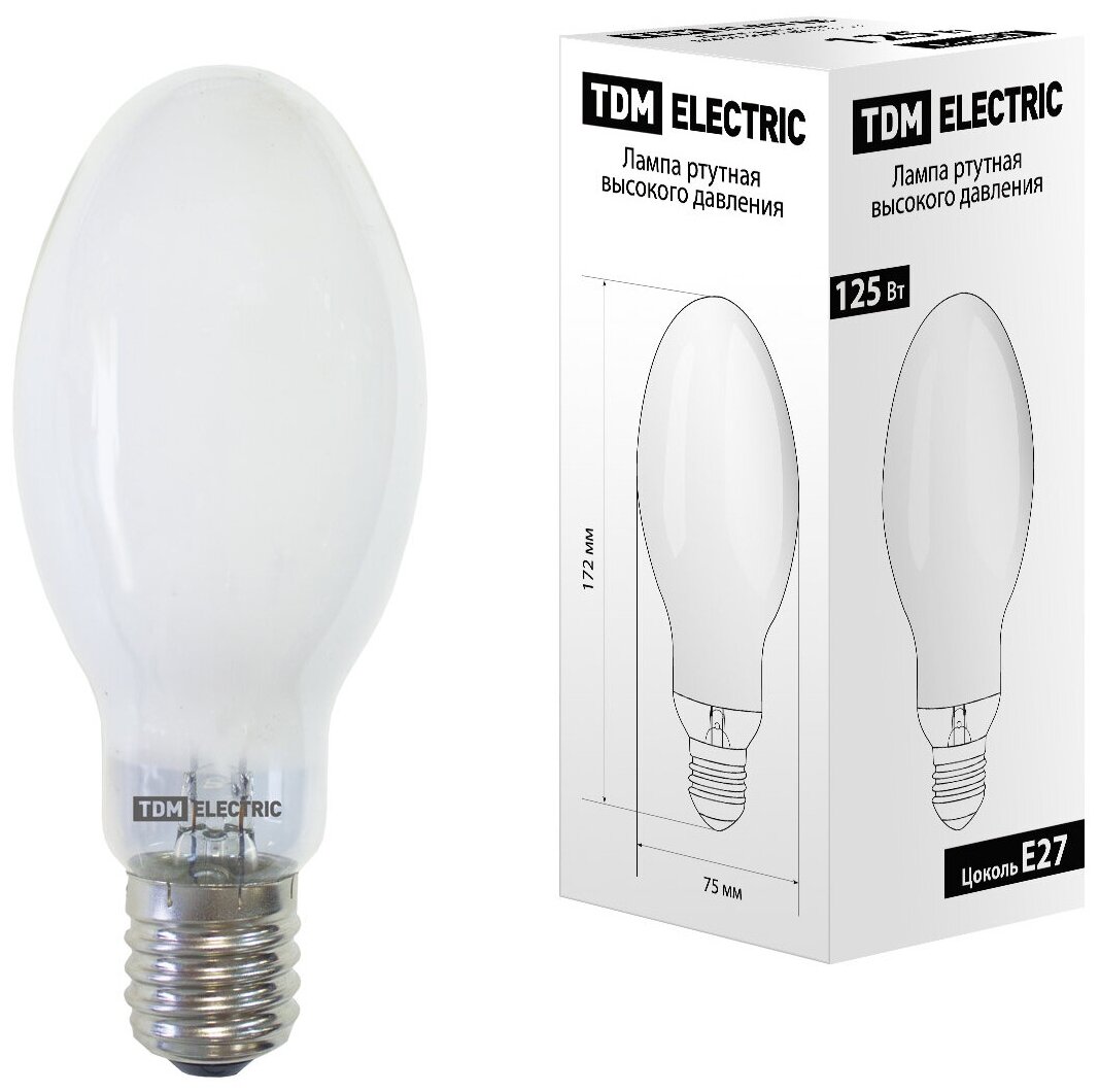 Лампа ДРЛ 125W 230В E27 5500K TDM 0325-0008