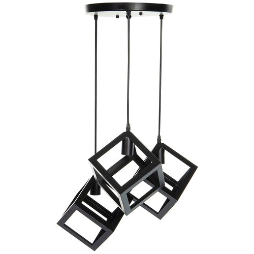Светильник подвесной (потолочная люстра) Emilion Loft CL Cube, E27, 60 Вт, кол-во ламп: 3 шт., цвет арматуры: черный, цвет плафона: черный