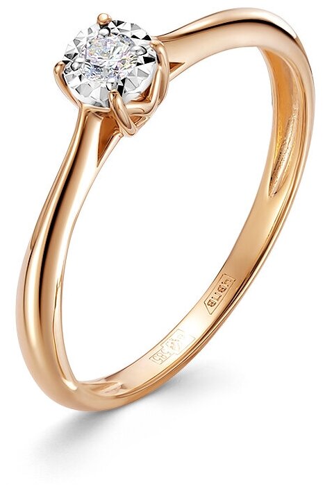 Кольцо помолвочное Vesna jewelry, комбинированное золото, 585 проба, родирование, бриллиант, размер 18, бесцветный