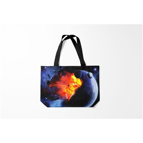 фото Сумка-шоппер / 46х35 см / неоновые принты / космос nebula burnettie
