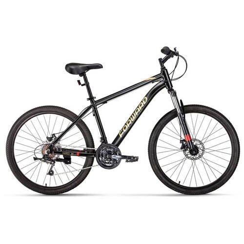 Велосипед горный с колесами 26 Forward Hardi 26 20 D AL рама 18 черно-желтый 21 скорость 2022 год 2329000₽