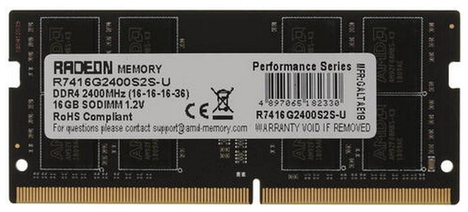 Модуль памяти 16Gb DDR4 2400Mhz AMD SO-DIMM (R7416G2400S2S-U)