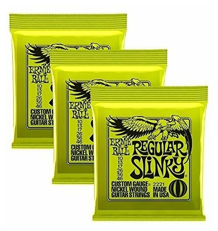 Струны для электрогитары Ernie Ball 3221 Nickel Wound Slinky Regular 10-46, 3 комплекта 2221