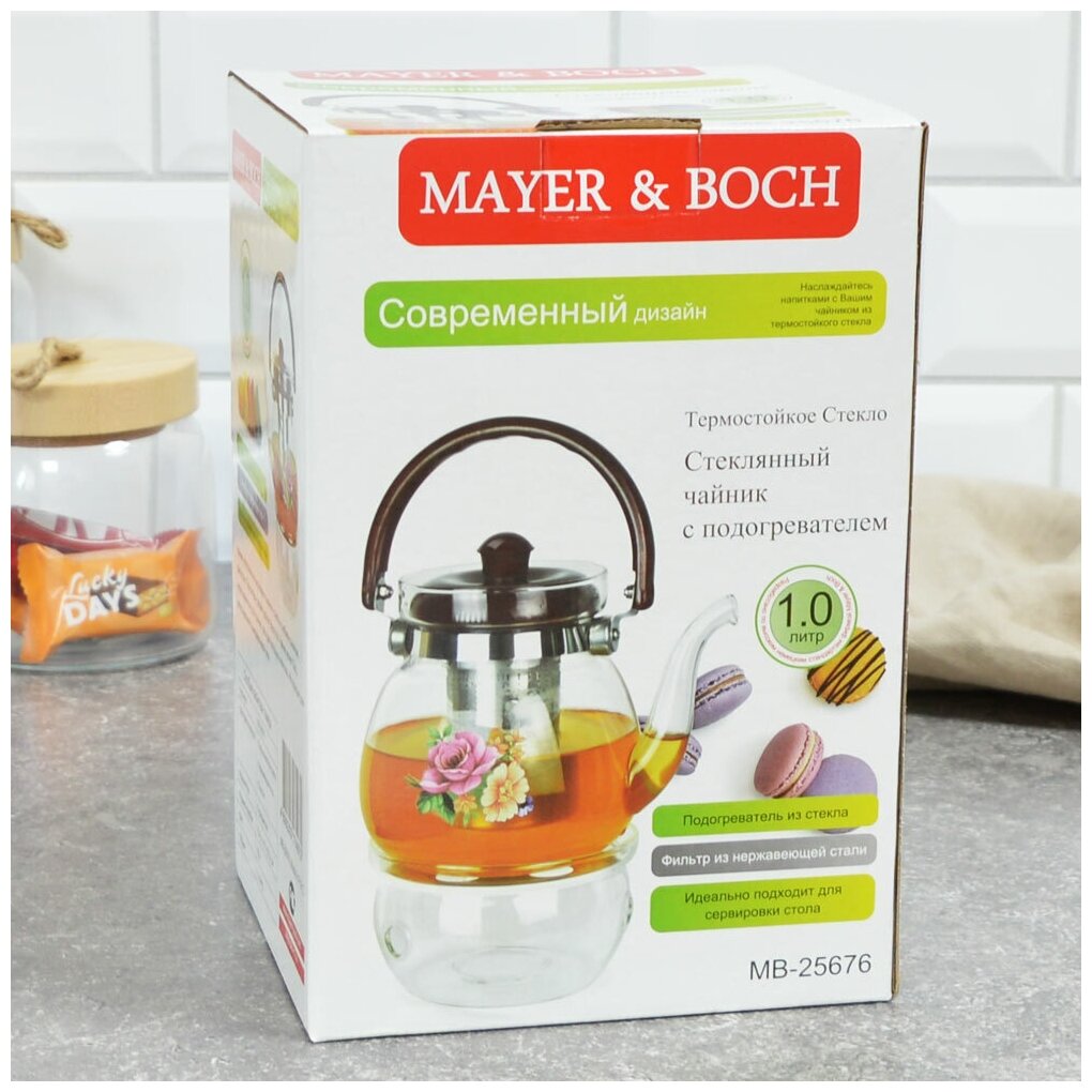 Чайник с подогревом Mayer&boch сито 1,1л (25676)