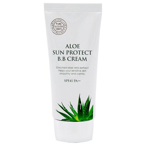 bb крем для лица с экстрактом алоэ aloe sun protect cream spf41 pa 50мл Jigott Aloe Sun Protect BB крем 50 мл, SPF 41, 50 мл/69 г, оттенок: бежевый, 1 шт.