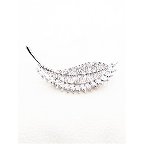 Брошь листок CARAMEL LOVE родированная