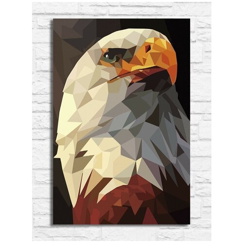Картина по номерам на холсте лоу поли орёл (low poly) - 9187 В 20x30 картина по номерам на холсте лоу поли сова филин 9359 в 30x40
