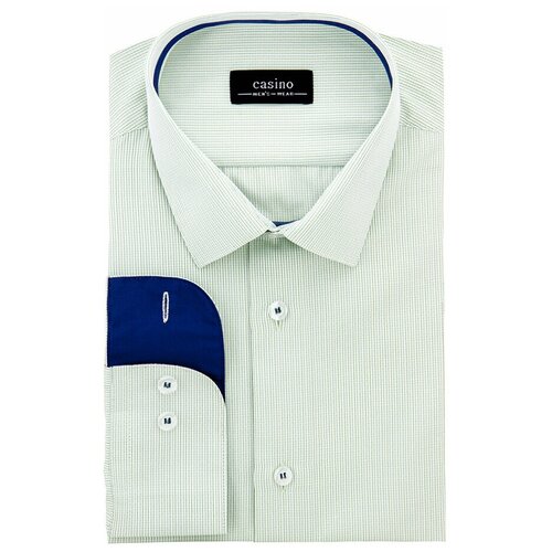 фото Рубашка мужская длинный рукав casino c441/15/117/1, прямой силуэт / сlassic fit, цвет зеленый, рост 174-184, размер ворота 39