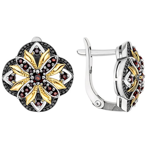 Серьги ALEXANDRE VASSILIEV, серебро, 925 проба, гранат