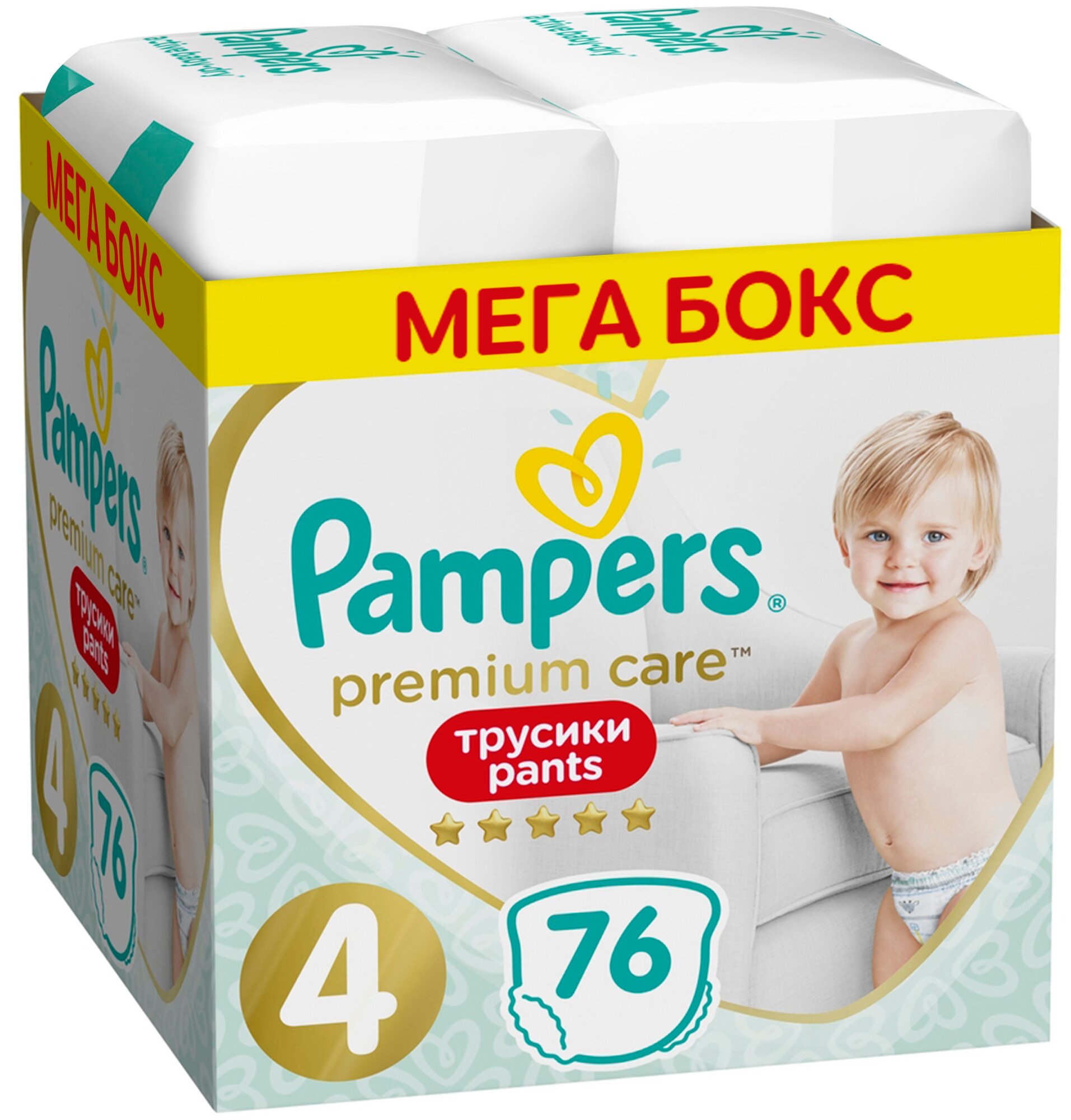 Трусики Pampers Premium Care 9-15 кг, размер 4, 76 шт