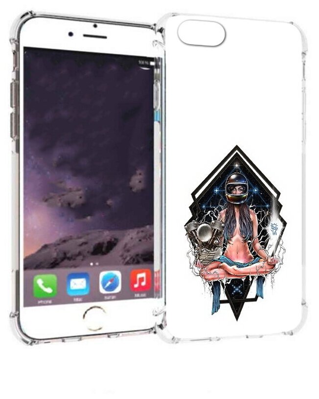 Чехол задняя-панель-накладка-бампер MyPads красивая девушка в шлеме для iPhone 6/6S 4.7 противоударный