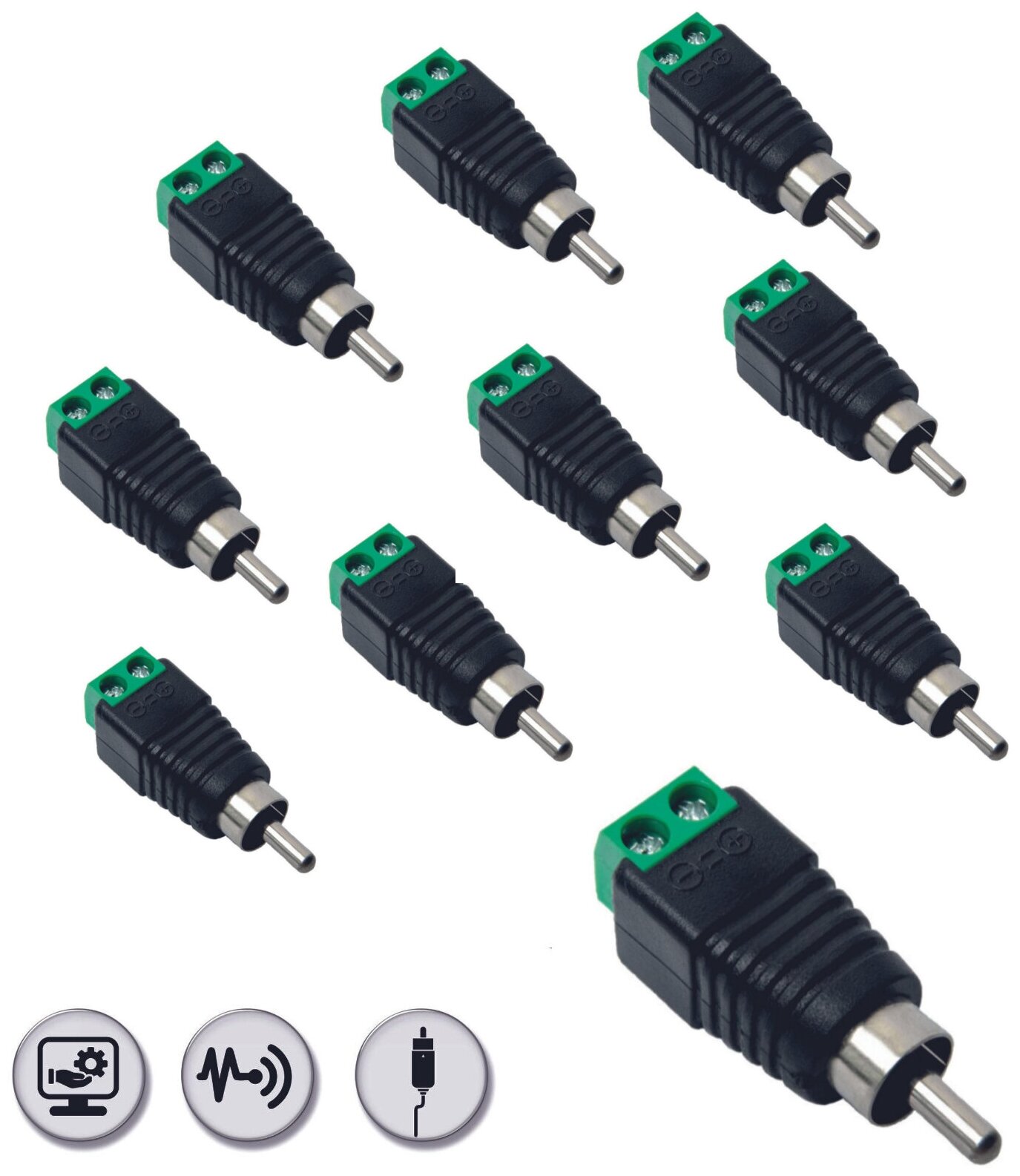 Разъем штекер RCA (папа) с клеммной колодкой, 10 шт