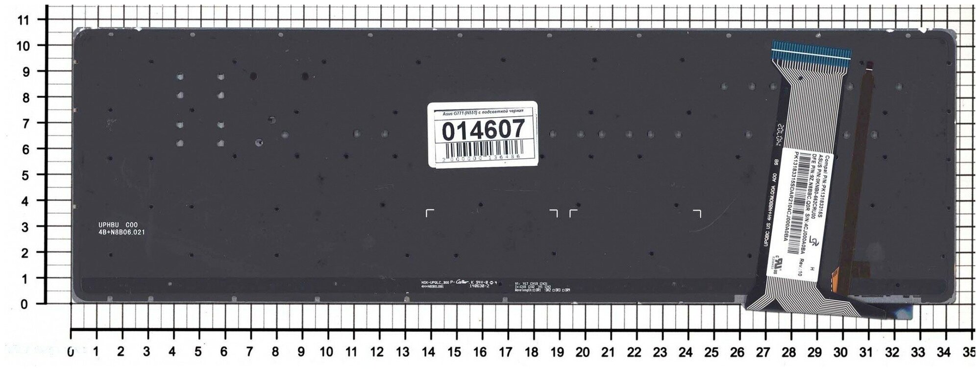 Клавиатура для ноутбука Asus N551 черная без рамки с подсветкой